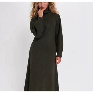 Tuckernuck Torie Maxi Turtleneck Sweater Dress in moss green